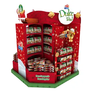 custom Retail Point Of Sale cardboard food snack trays Paper carton display Rack stand cardboard christmas tree pallet displays