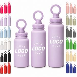 Custom Logo 22oz 32oz 40oz Stainless Steel Portable <b>Flask</b> <b>Insulated</b> Vacuum Sports Gym Water Bottle with Magnetic Ring Lid - Product Image 1