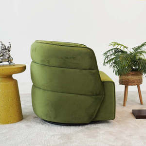 Walden Modern Swivel Chair-Green Velvet Convertible & <b>Reclining</b> for Living Room Dining Bedroom - Product Image 4