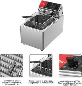 <span class=keywords><strong>Friteuse</strong></span> <span class=keywords><strong>électrique</strong></span> CF-15 CROSSON 8L avec EGO, réservoir d'huile <span class=keywords><strong>amovible</strong></span>, panier en acier inoxydable solide - Product Image 6