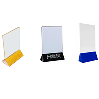 Support de menu/panneau en acrylique transparent en forme de T, format A4/A5, personnalisable avec logo de marque, pour bar et restaurant, présentoir de table, jaune, noir, transparent