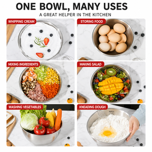Stainless Steel Mixing Bowl 19cm Diameter 20cm Outer 9.5cm Base 7.3cm Height Dishwasher Safe Minimalist Design - Product Image 2