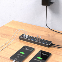 Alimentation 12V3A USB 3.0 5 Gbps Transfert de données Charge rapide Répartiteur USB 10 ports Hub 10-en-1 en alliage d'aluminium en stock