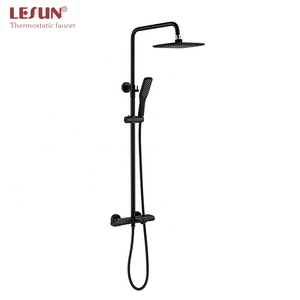 LESUN Douche de plafond carrée noire, pomme de douche, <span class=keywords><strong>kit</strong></span> de douche pour salle de bain - Product Image 1