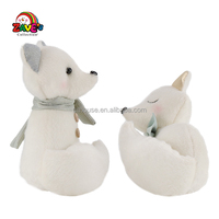 Zaves Élégant Intérieur Blanc Renards Paire Décoration De Noël En Peluche Et En Peluche Thème De La Neige D'hiver pour La Maison De Tous Les Jours