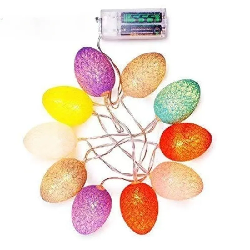 2023 nouvelle chaîne de lumière de Pâques transfrontalière boule de coton thaïlandais petite couleur en forme de batterie