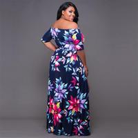Robe grande taille européenne et américaine pour femmes Robe longue fendue sexy à gros seins imprimée XL-5XL