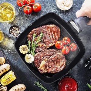 <b>Square</b> Aluminium Grill Pan 26x26cm Non-Stick Folding Handle For Induction Hob - Product Image 6