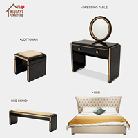 Table de maquillage moderne de luxe en bois massif avec grand miroir et 2 tiroirs pour chambre et salle de bain