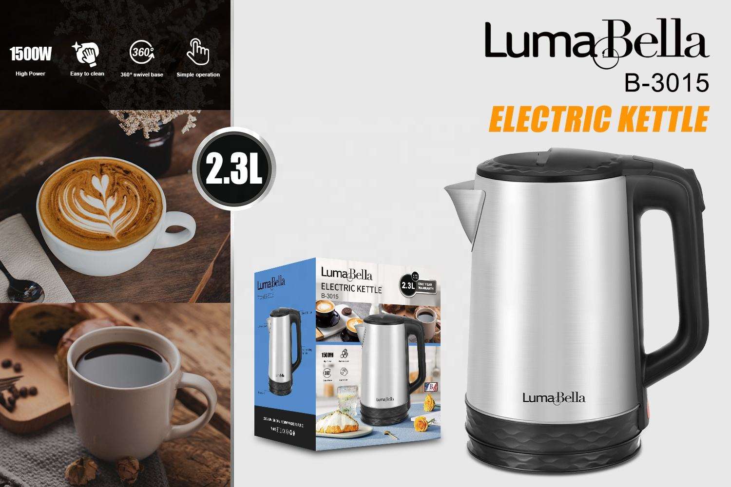 Sokany, nueva marca, hervidor eléctrico de 2,3 litros, hervidor de agua  eléctrico de acero inoxidable, utiliza hoteles y electrodomésticos, de  acero