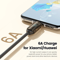 Cable de Carga Súper Rápida Toocki 6A de Alta Potencia 66W USB-A a Tipo-C, Transmisión de 480Mbps, Tejido Resistente para Tablet y Laptop