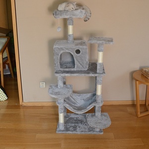 Multi-livello di legno moderno gatto torre alta grigio dal pavimento al soffitto Pet <span class=keywords><strong>Cat</strong></span> prodotto moderno gatto albero e graffio - Product Image 3