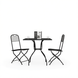 Set da Pranzo da Giardino Pieghevole Compatto Antracite, Elegante Arredamento da Esterno in Rete Metallica, 2 Posti con Telaio in Acciaio - Product Image 1