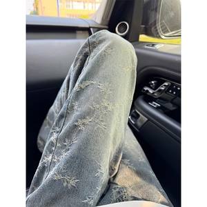 Jeans para Hombre Estilo Americano 2026 con Estampado Jacquard, Pantalones Rectos Holgados de Moda Urbana - Product Image 4