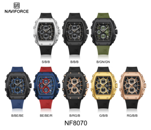 Orologio da polso sportivo casual da uomo NAVIFORCE 8070, cronografo, in silicone, con data automatica, al quarzo, impermeabile. - Product Image 2