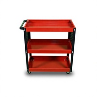 Chariot à outils à 3 niveaux semi-évidé en acier laminé à froid robuste pour garage et atelier
