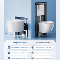 Toilette intelligente murale en céramique de haute qualité avec réservoir d'eau intégré, chasse d'eau automatique et bidet électrique