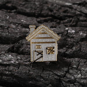 Nouveau design personnalisé Hip Hop bijoux <span class=keywords><strong>maison</strong></span> forme bague en laiton Bling CZ glacé 5A Zircon <span class=keywords><strong>maison</strong></span> bague pour hommes - Product Image 5