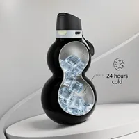 Bouteille d'eau isotherme personnalisée en forme de calebasse avec logo, bouton-poussoir de verrouillage anti-fuite et poignée – Vente en gros