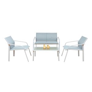 4Piece All Weather Outdoor Textile <strong>Loveseat</strong> &amp; Coffee Table Patio Conversation Set with Steel Frame <strong>for</strong> Home <strong>Garden</strong> Hotels Villas - Product Image 2
