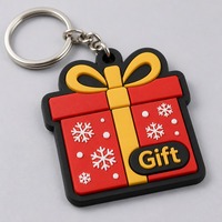 Porte-clés en PVC personnalisé pour boîte cadeau de Noël, usine OEM, vente en gros, en vrac, rouge, or, nœud, flocon de neige, en caoutchouc souple, fabricant