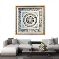 Décoration murale carrée marocaine tissée à la main avec cadre doré, style bohème, pour maison d'hôtes, chevet, dossier de canapé, restaurant, tableau suspendu en écorce