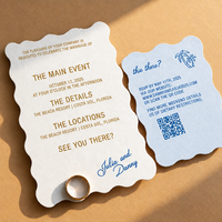 Suite d'invitations de mariage personnalisées, style plage, avec bord ondulé moderne, impression typographique, dorure à chaud, thème amour, et cartes RSVP pour station balnéaire