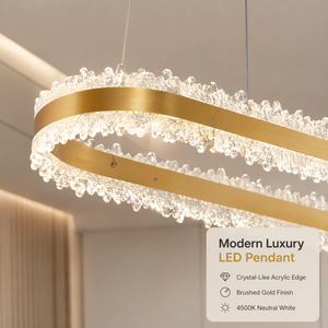 Modern Metal <b>Chandelier</b> Gold Finish Led Dimmable Remote Tricolor Adjustable Height For Dining Room Living Room - Product Image 2