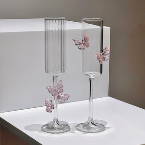 Copa de champán creativa <span class=keywords><strong>rosa</strong></span> con lazo, flauta de borosilicato soplada a mano, copa 3D bonita para <span class=keywords><strong>vino</strong></span> de boda, para fiestas en hoteles - Product Image 2