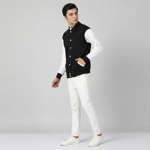 Veste universitaire pour homme avec logo brodé personnalisé, veste d'hiver décontractée à col mandarin, veste en polaire chaude - Product Image 1