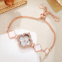 Bracelet de luxe en nacre trèfle à quatre feuilles, montre à quartz pour femme, style vintage élégant, accents de diamants, 30 mm