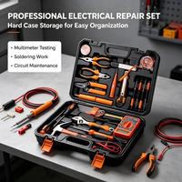 Kit d'outils de réparation pour électricien avec multimètre, fer à souder et outils à main, coffret rigide pour la réparation électrique domestique et le bricolage