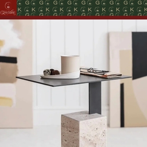 Mesa Auxiliar <span class=keywords><strong>de</strong></span> Travertino GOLDKING, Color Beige, Base Cuadrada Sólida, Estilo Escandinavo, para Sala <span class=keywords><strong>de</strong></span> Estar, Poros Naturales, OEM, ODM, Directo <span class=keywords><strong>de</strong></span> Fábrica - Product Image 4