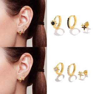 ROXI S925 Sterling <b>Silver</b> Fashion Simple Ins Style Zirconia Single <b>Earrings</b> 3 <b>Sets</b> of <b>Earrings</b> - Product Image 6