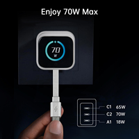Chargeur Super Rapide 70W PD GaN QC3 PPS pour iPhone Samsung Mac Vente en Gros OEM ODM Multi-Ports USB-C Type-C 70W PD GaN
