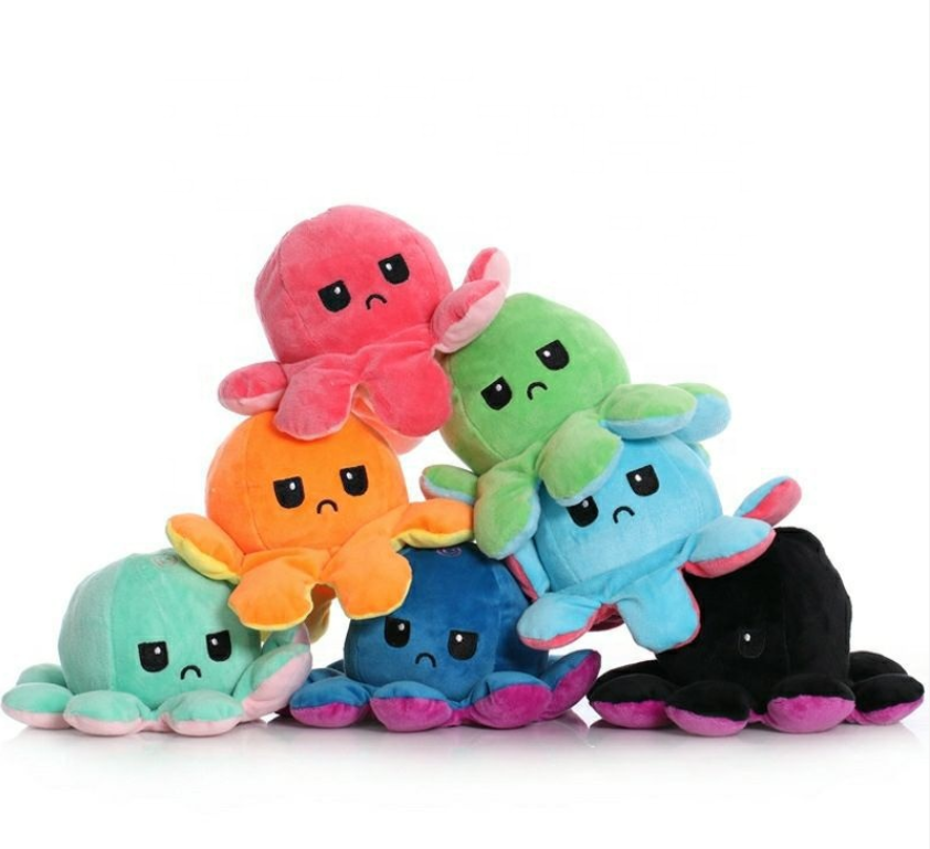Оригинальная двухсторонняя эмоциональная флип-игрушка Teeturtle Mood Веселая грустная Мягкая Милая миниатюрная многоцветная плюшевая двухсторонняя плюшевая игрушка-осьминог