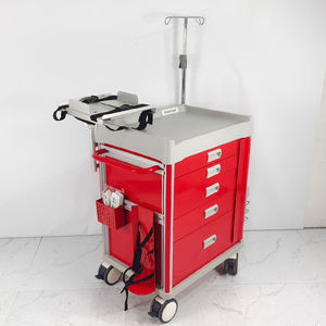 Ziekenhuis noodkar met 5 laden, gegalvaniseerd plaatstaal, mobiele <span class=keywords><strong>trolley</strong></span> voor medische intensivatie - Product Image 3