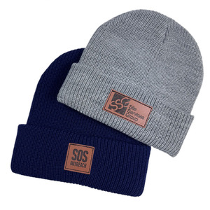 Oem bán buôn tùy chỉnh dệt kim mùa đông Beanie mũ chất lượng cao da vá giản dị ấm ngụy trang cung thiết kế thể thao ngoài trời - Product Image 1