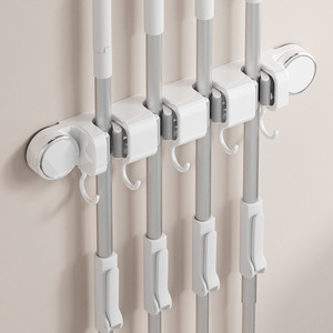Suction Cup Mop Clip Wall Mounted Hook Strong Hold Traceless Bathroom Household Cleaning Tool Pet Material Durable - Product Image 1
