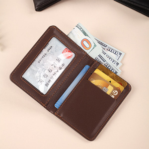 Card <b>Holder</b> 4 Inch Coffee Brown Leather Credit Card Wallet Men Vertical <b>ID</b> Case Everyday Use - Product Image 1