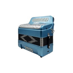 Acordeón Diatónico Profesional SEASOUND de 34 Botones y 12 Bajos, 3 Registros, Color Azul Metálico, Rejilla Plateada, Botones Blancos, Celuloide JB3412C - Product Image 5