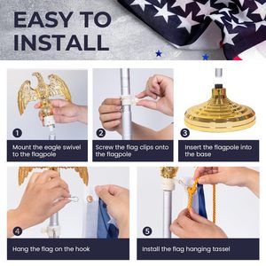 BOLISI per interni telescopico bandiera asta con Base e palla Top stendardo elegante <span class=keywords><strong>Stand</strong></span> per la casa o per l'arredamento dell'ufficio - Product Image 2