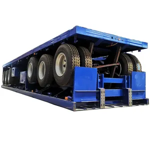 Harga 60 Ton 40 Ton 3 As Roda 40 Ft 45 Ft Flatbed Rendah Flat Bed Kontainer Semi Truk Trailer dijual