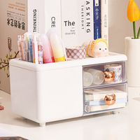 YBJ-G301 Grande Boîte de Rangement de Bureau en Plastique à Grande Capacité avec Tiroirs, Style Moderne, Grille Supérieure, pour Bureau et Salon