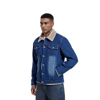 Blouson en jean pour homme, doublure polaire, style décontracté, streetwear, vintage, délavé, type trucker, collection automne-hiver 2026, vente en gros