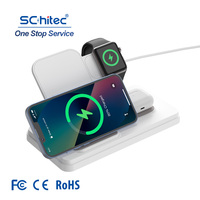 Support de chargeur sans fil pliable intelligent Schitec 3 en 1 Station de charge rapide 10W pour iPhone AirPods IWatch Port USB utilisation des écouteurs
