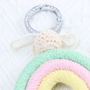<span class=keywords><strong>Porte</strong></span>-clés <span class=keywords><strong>en</strong></span> <span class=keywords><strong>macramé</strong></span> tissé à la main <span class=keywords><strong>en</strong></span> fil de coton écologique 2026, forme 3D, pendentif <span class=keywords><strong>arc</strong></span>-<span class=keywords><strong>en</strong></span>-<span class=keywords><strong>ciel</strong></span>, pompon, ornement pour sac et voiture, <span class=keywords><strong>en</strong></span> acier inoxydable - Product Image 3