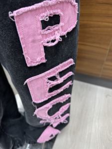 Maßgefertigte French Terry 450 GSM Schwergewichtige Sonnenverblasste Säuregewaschene Distressed Applikation Patch-Stickerei Jogginghose für Herren - Product Image 2