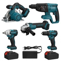 Kit combiné d'outils électriques sans fil 21V 5-en-1 sans balais : perceuse, visseuse, marteau, meuleuse, clé à chocs