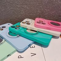 Coque de téléphone magnétique en PC avec support rotatif à 360 degrés et miroir de maquillage de luxe pour iPhone 17 16 15 14 13 Pro Max